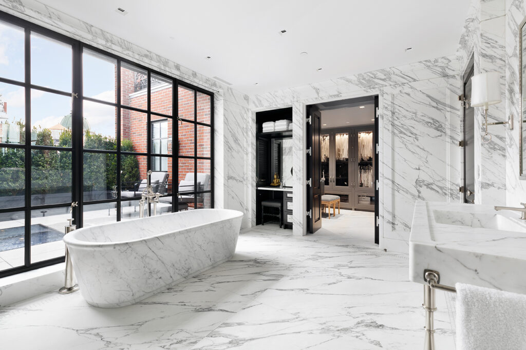 A picture of a high-end bathroom post-remodel