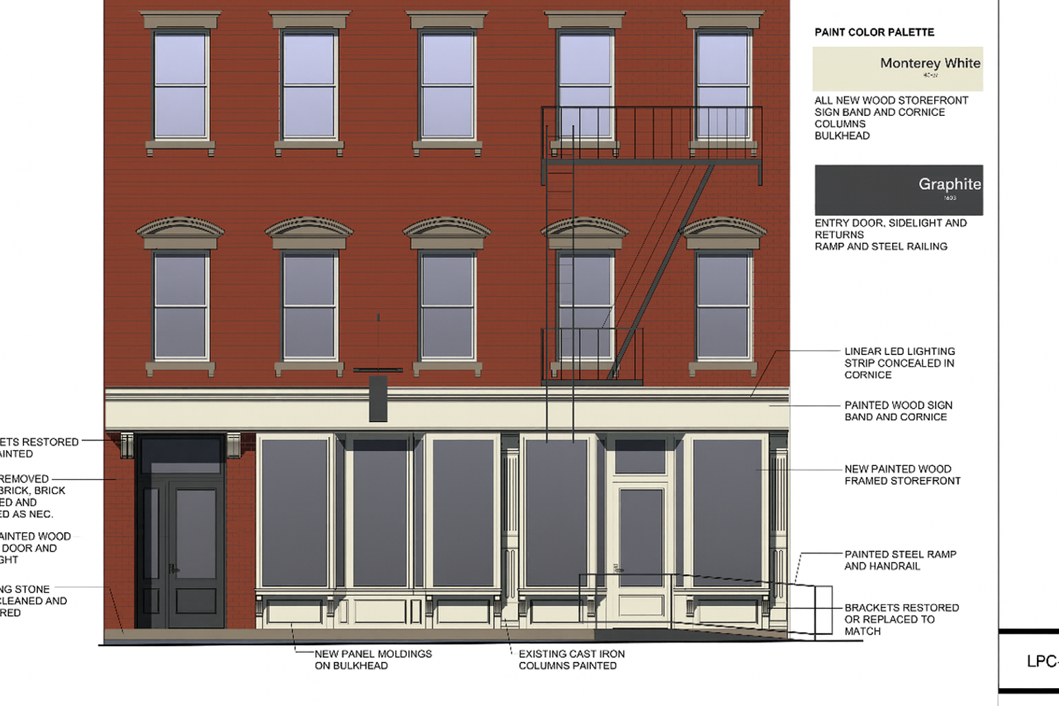 A picture of a property preservation blueprint with changes