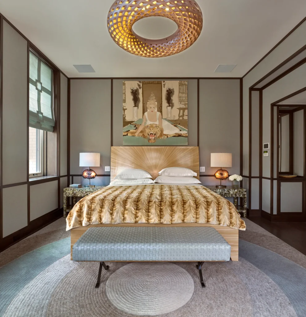 A picture of a bed in a Tribeca penthouse